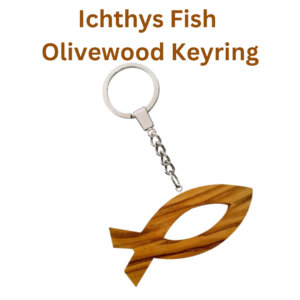 Ichthys Fish Olivewood Keyring