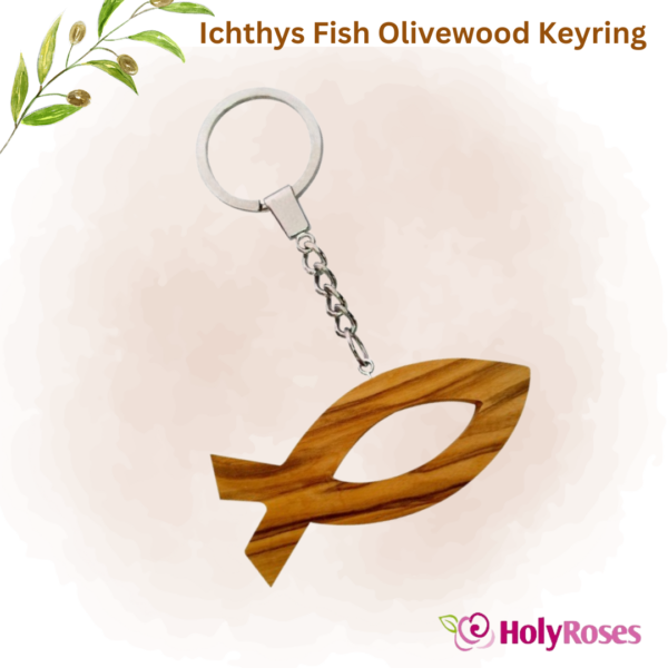 Ichthys Fish Olivewood Keyring circle