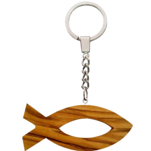 Ichthys Fish Olivewood Keyring